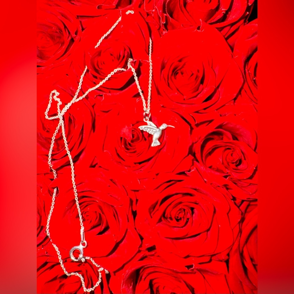 Sterling Silver Hummingbird Necklace – 925 Italy Chain w/Makers Mark